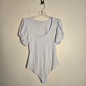 Romantic Feminine Puff Sleeve Bodysuit Pastel S Pastel Blue Free People Ava